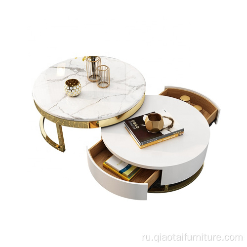 роскошные круглые металлические золотые журнальные столы из нержавеющей стали